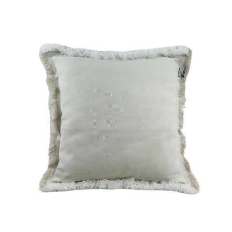 Coussin Luxe BLANC INFINI frangé 50x50 cm