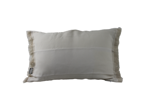 Housse de coussin Luxe BLANC INFINI frangé 40x60 cm
