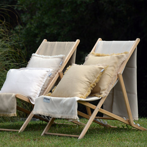 Coussin Luxe BLANC INFINI frangé 50x50 cm